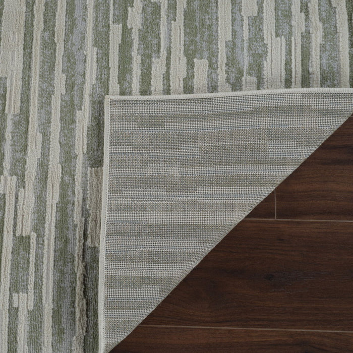 8' x 11' Abstract Distressed Area Rug - Green And Beige