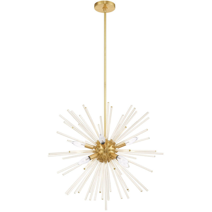 30" Eight Light Dimmable Chandelier With Shades - Brass