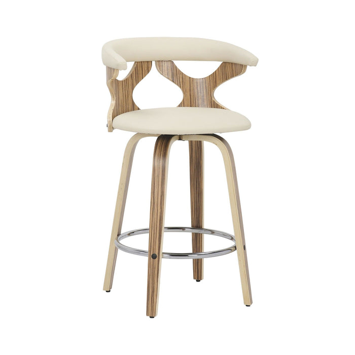 Gardenia - Counter Stool - Zebra Wood And Cream Faux Leather (Set of 2)