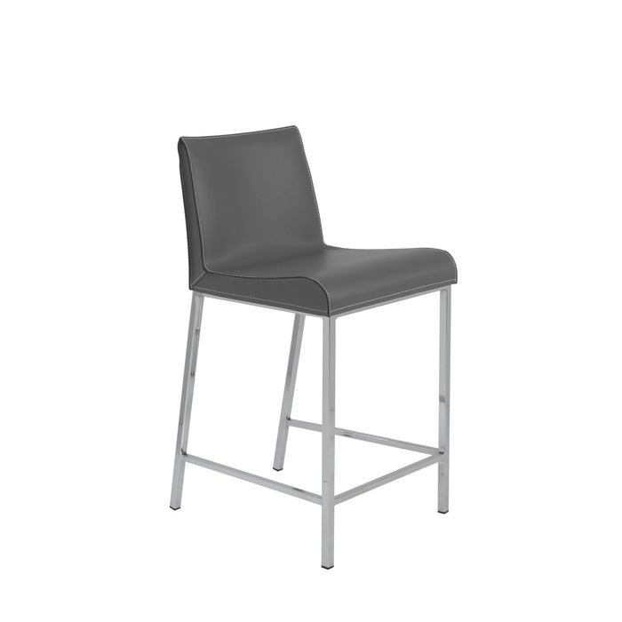 24" Steel Low Back Counter Height Bar Chairs (Set of 2) - Gray And Silver