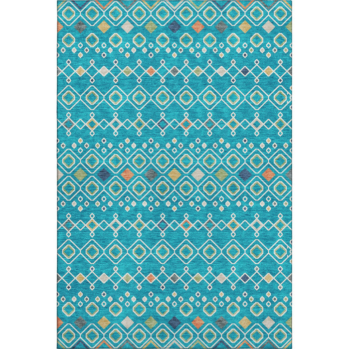 10' X 14' Southwestern Washable Area Rug With UV Protection (674754) - Teal / Gold / Green
