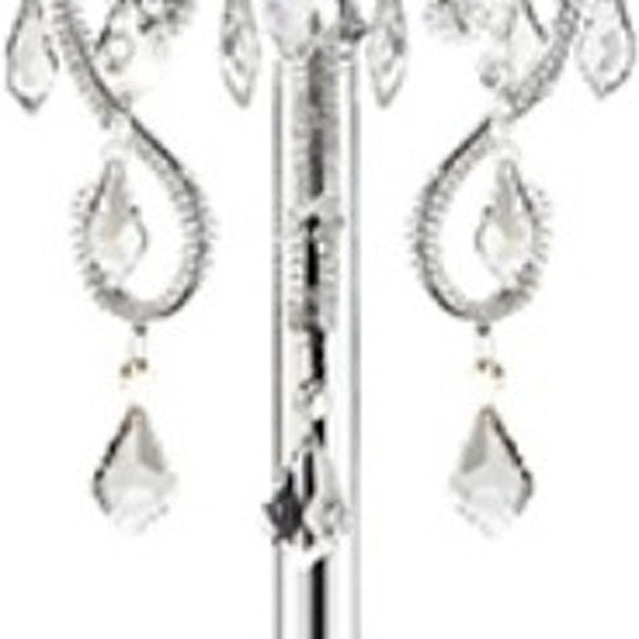 Steel Three Light Candelabra Floor Lamp With Drum Shade - Silver White
