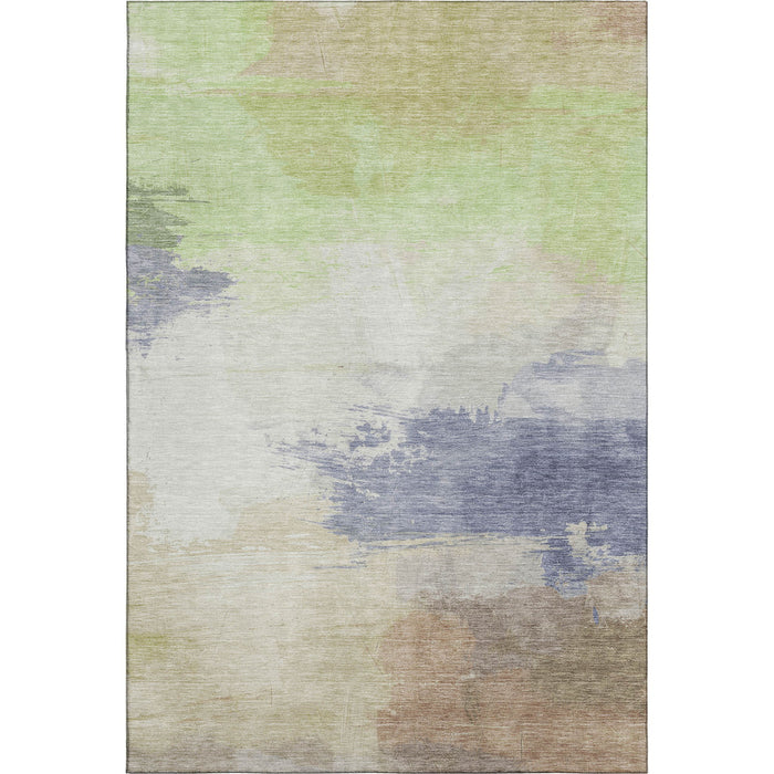 10' X 14' Abstract Washable Area Rug With UV Protection (694164) - Artichoke Green / Lavender / Ivory
