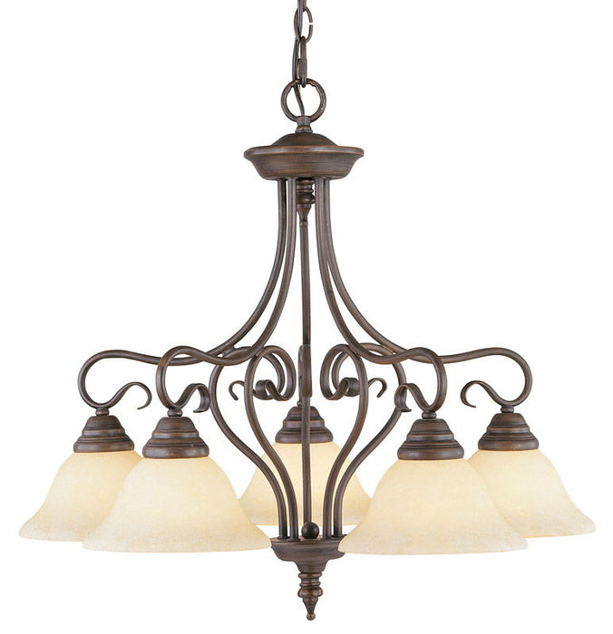 23'' Five Light Metal Dimmable Chandelier With Shades - Bronze