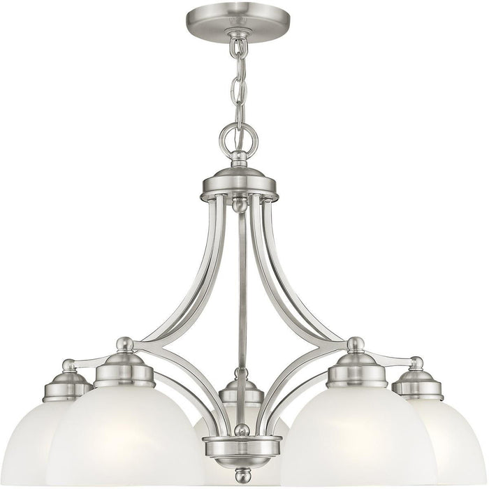 18" Five-Light Dimmable Chandelier With Shades - Nickel