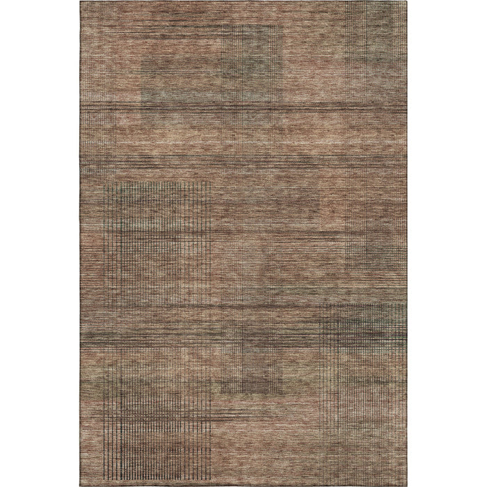 10' X 14' Striped Washable Area Rug With UV Protection - Rust And Gray