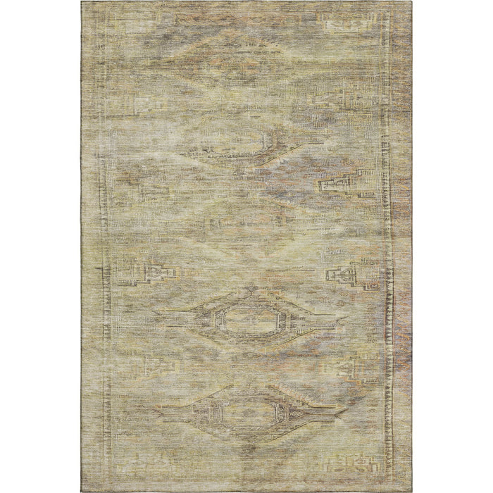 10' X 14' Abstract Geometric Washable Area Rug With UV Protection (695372) - Artichoke Green / Gold / Beige