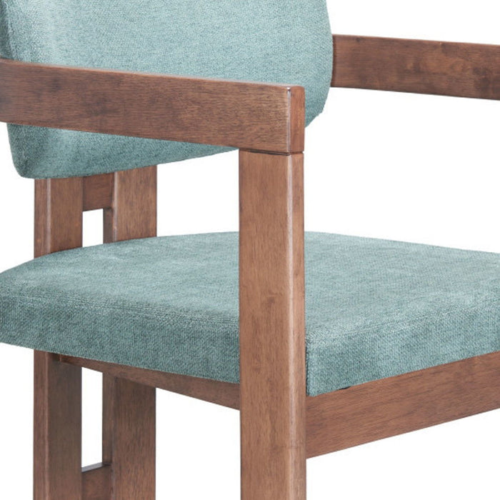 Upholstered Fabric Open Back Dining Arm Chair - Gray / Brown