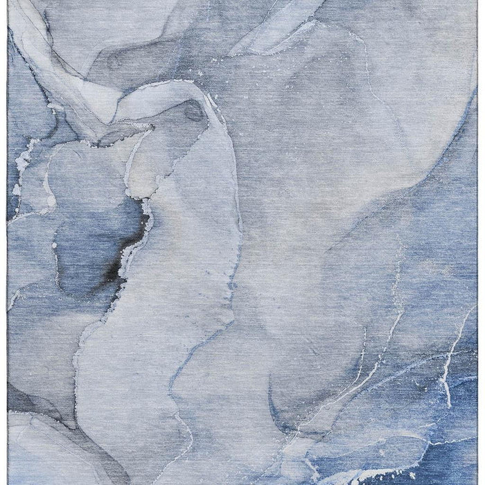 10' X 14' Abstract Washable Area Rug With UV Protection (647332) - Blue / Ivory