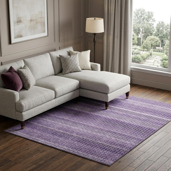 10' X 14' Striped Washable Area Rug With UV Protection (693600) - Lavender / Lilac