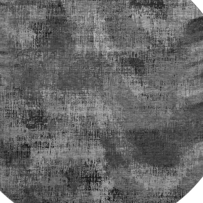 8' Abstract Washable Round Rug Polyester With UV Protection - Gray And Silver