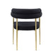 Set of 2 Giga mid-century modern dining chairs with boucle backrests, Sherpa upholstery, and brushed metal legs for kitchen or dining room.