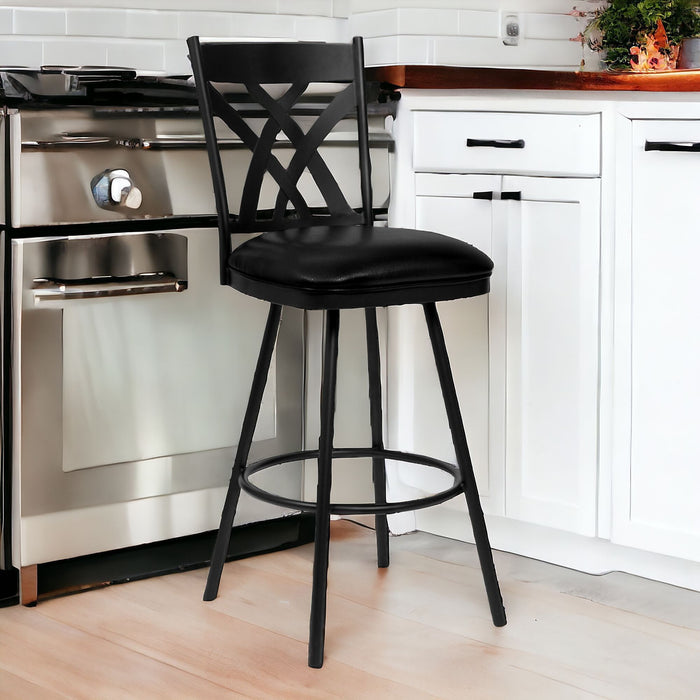24" x 18" x 43" Iron Counter Height Bar Chair - Black