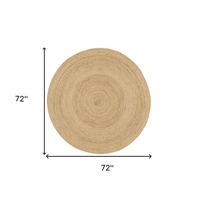6' Jute Flatweave Handmade Round Rug (545459) - Natural