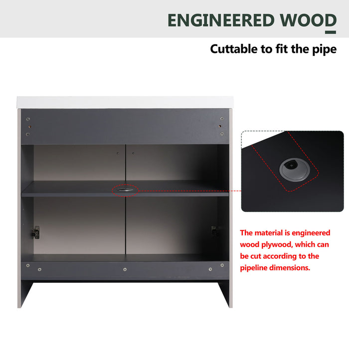 Contemporary Giga freestanding bathroom vanity with resin sink and soft-close cabinet doors, modern and sleek design.