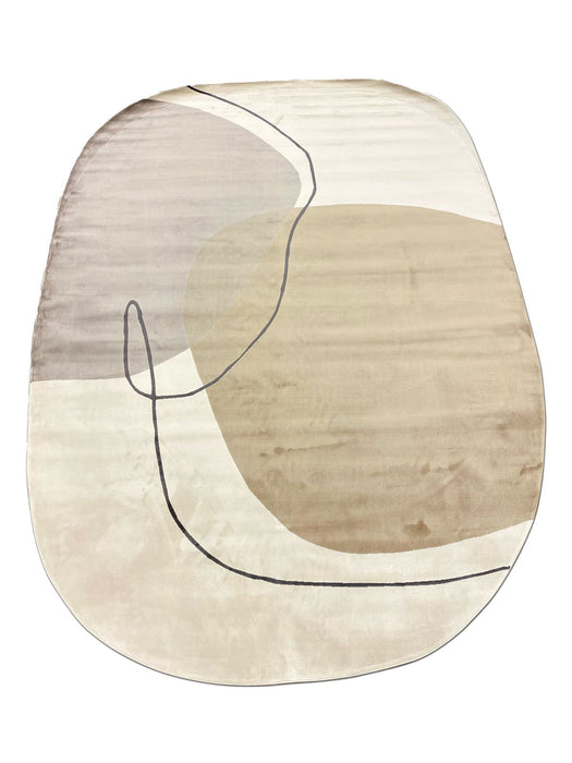 7' X 9' Abstract Oval Rug (722638) - Beige / Cream / Tan