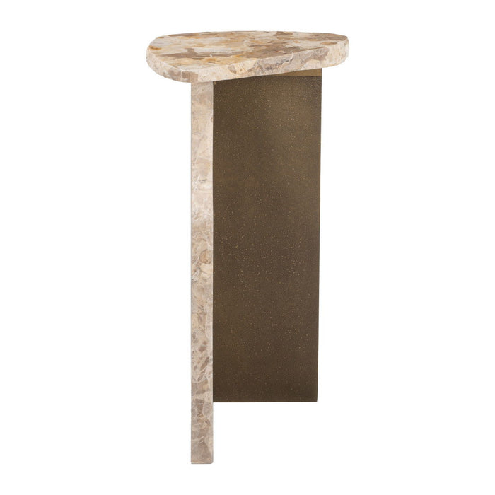24" Marble Pedestal End Table - Beige