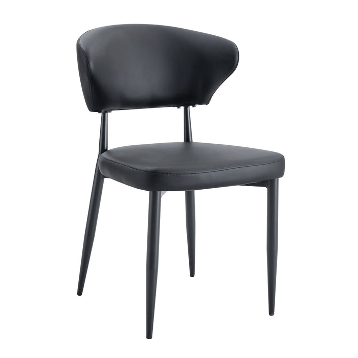 Set of four Giga minimalist ergonomic dining chairs with curved backs, modern design, and smooth wooden finish.