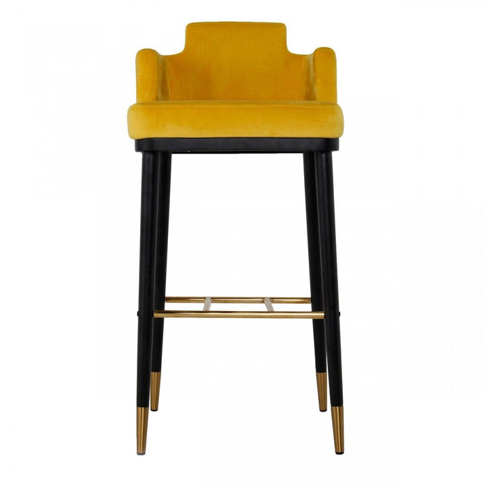Velvet And Steel Low Back Bar Height Bar Chair - Yellow And Black