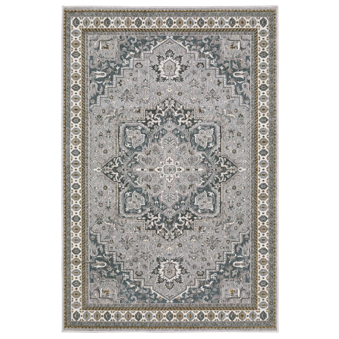 5' X 8' Medallion Area Rug - Brown And Blue