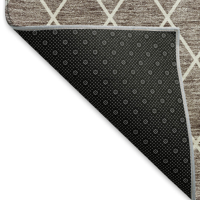 10' X 14' Geometric Washable Area Rug With UV Protection (674125) - Taupe / Ivory