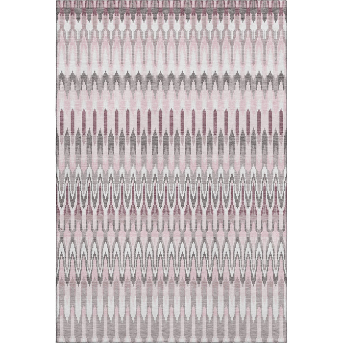 10' X 14' Southwestern Washable Area Rug With UV Protection (668283) - Pink / Ivory / Gray