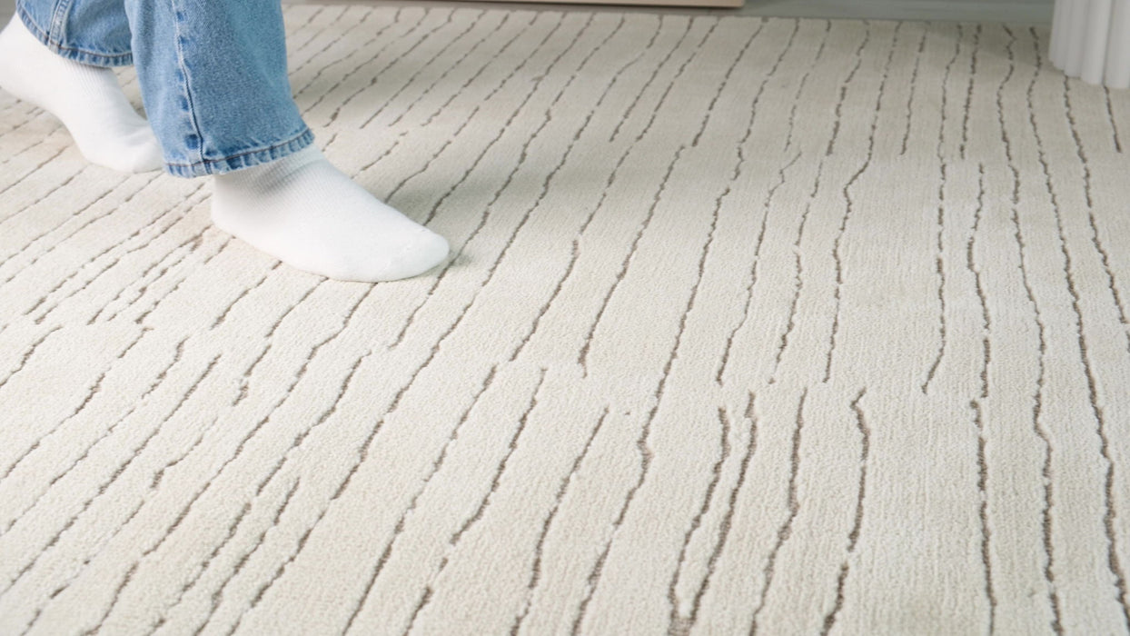 8' x 11' Abstract Power Loom Distressed Area Rug - Beige And Gray
