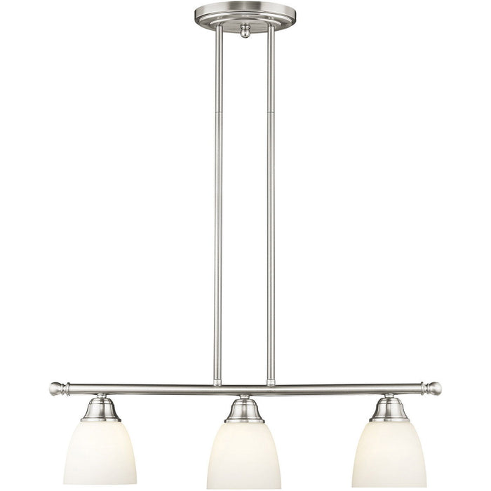 14" Three Light Dimmable Chandelier With Shades - Nickel