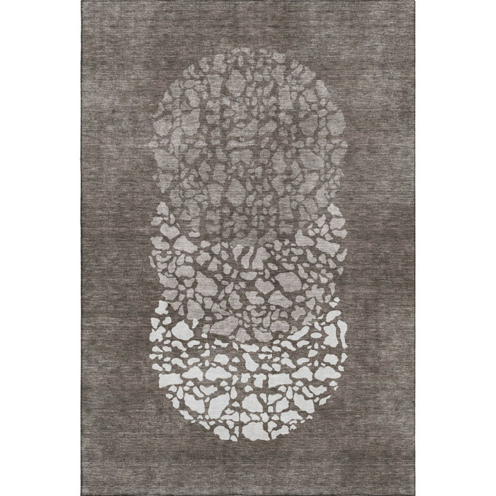 10' X 14' Abstract Washable Area Rug With UV Protection (653608) - Taupe / Ivory