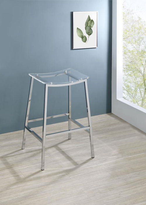 Jovani - Acrylic Backless Bar Stool (Set of 2) - Chrome
