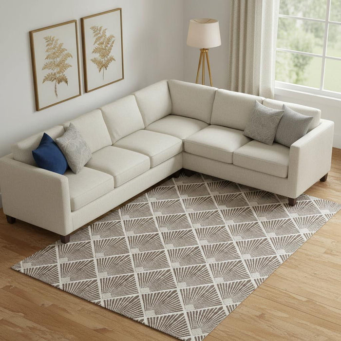 10' X 14' Abstract Geometric Washable Area Rug With UV Protection (672671) - Brown / Beige