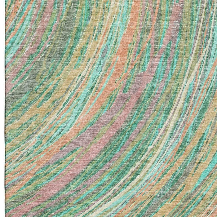 10' X 14' Abstract Washable Area Rug With UV Protection (717632) - Teal / Pink