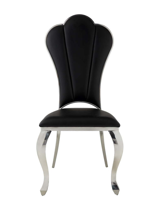 Faux Leather Upholstered Dining Side Chairs (Set of 2) - Black