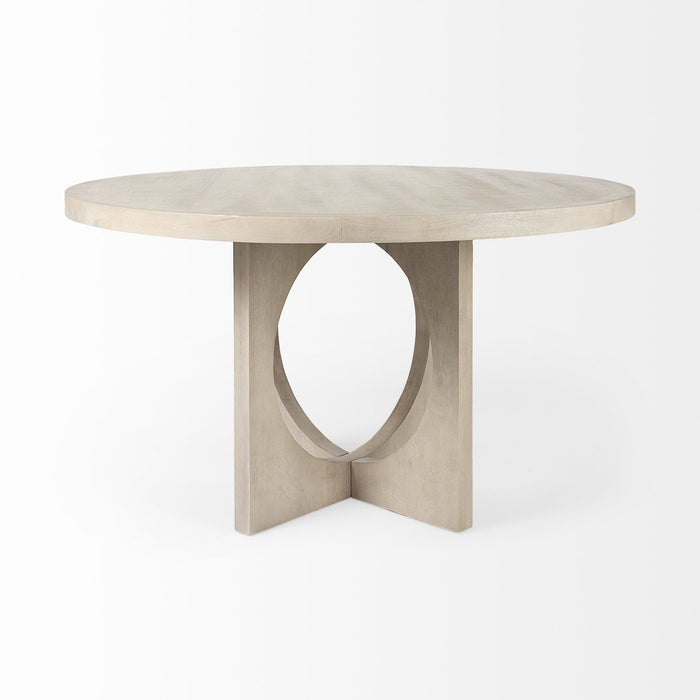 54" Rounded Pedestal Base Dining Table - Natural