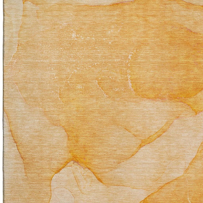 10' X 14' Abstract Washable Area Rug With UV Protection (646948) - Orange / Ivory