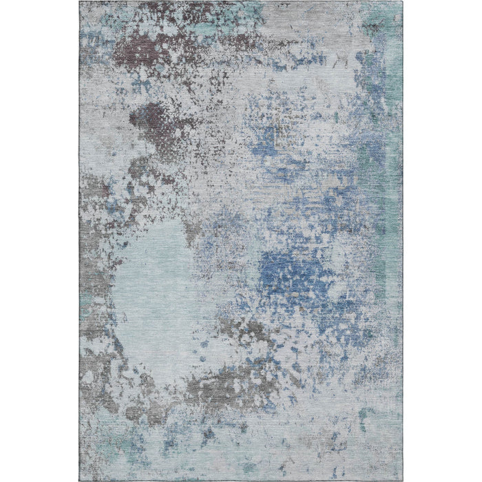 10' X 14' Abstract Washable Area Rug With UV Protection (717080) - Turquoise / Gray