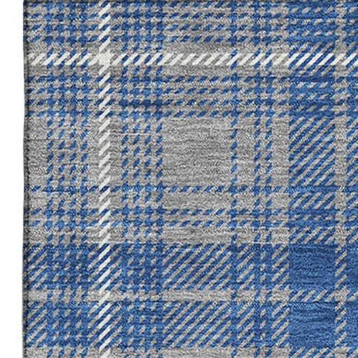 10' X 14' Plaid Washable Area Rug With UV Protection (678239) - Gray / Blue / Ivory