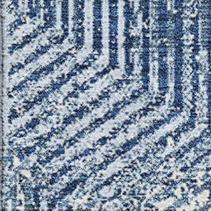 10' X 14' Geometric Washable Area Rug With UV Protection (672524) - Navy Blue / Ivory
