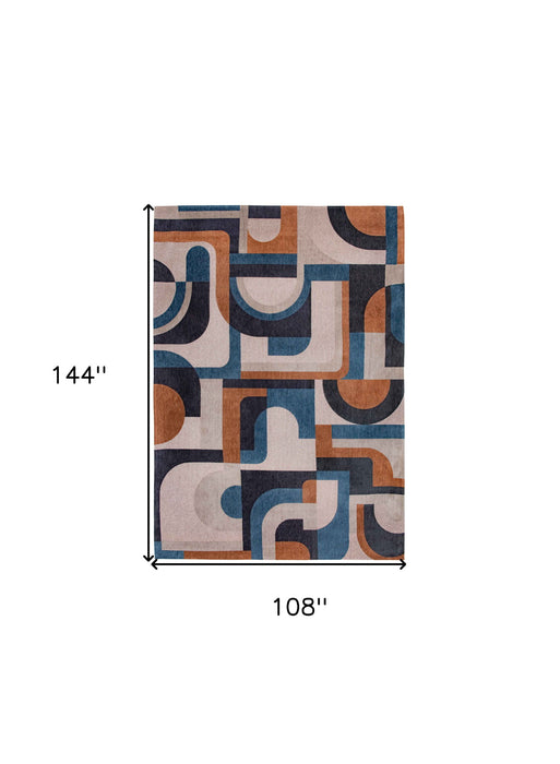 9' X 13' Geometric Washable Area Rug (551720) - Gray / Beige