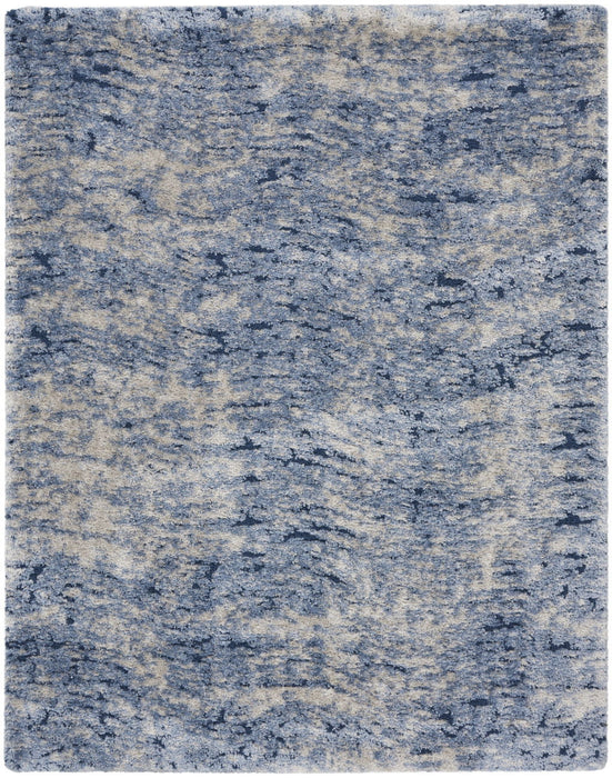 8' X 10' Transitional Abstract Shag Area Rug - Light Blue