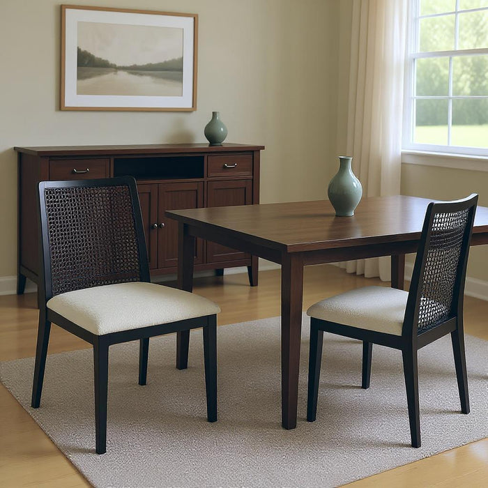 Upholstered Fabric Cross Back Dining Side Chairs (Set of 2) - Cream