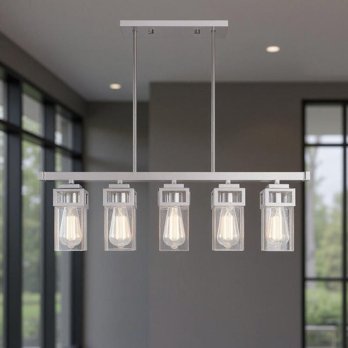 10" Five Light Dimmable Chandelier With Shades - Silver