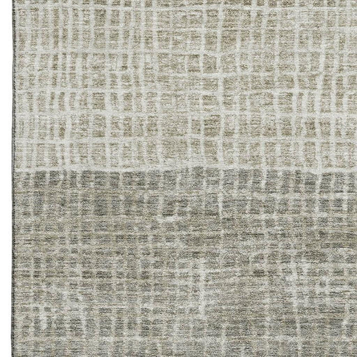 10' X 14' Geometric Washable Area Rug With UV Protection (705071) - Taupe / Brown