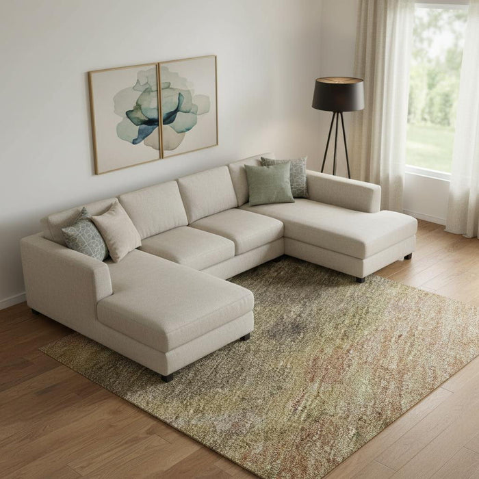 10' X 14' Abstract Washable Area Rug With UV Protection (699842) - Chocolate / Copper