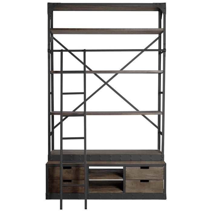 Four Tier Ladder Bookcase (380589) - Brown