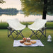 Giga outdoor camping chair set with two portable folding chairs featuring durable steel frames and comfortable seating.