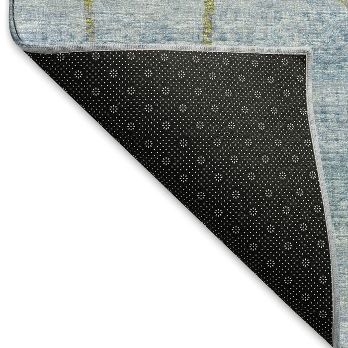 9' X 12' Floral Medallion Washable Area Rug With UV Protection - Blue And Olive