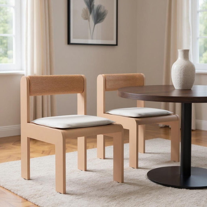 Slipcovered Aluminum Open Back Dining Side Chairs (Set of 2) - White / Natural