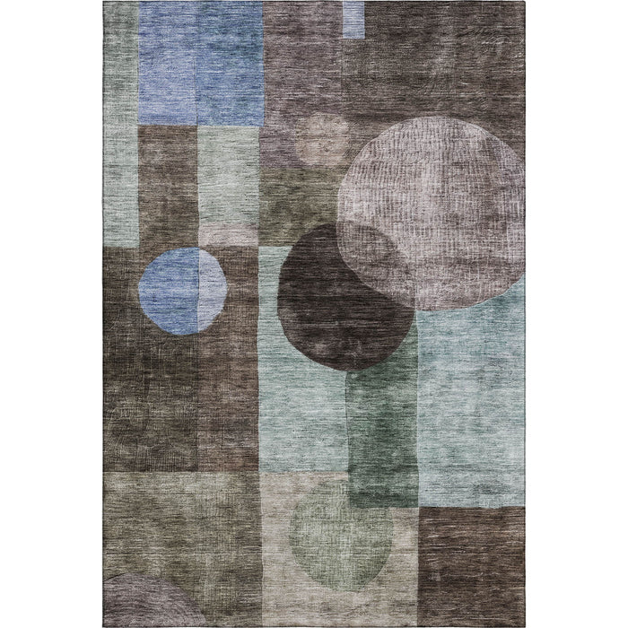 10' X 14' Geometric Washable Area Rug With UV Protection (684708) - Brown / Blue / Taupe