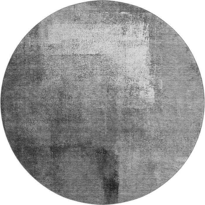 8' Abstract Washable Round Rug With UV Protection - Gray And Charcoal